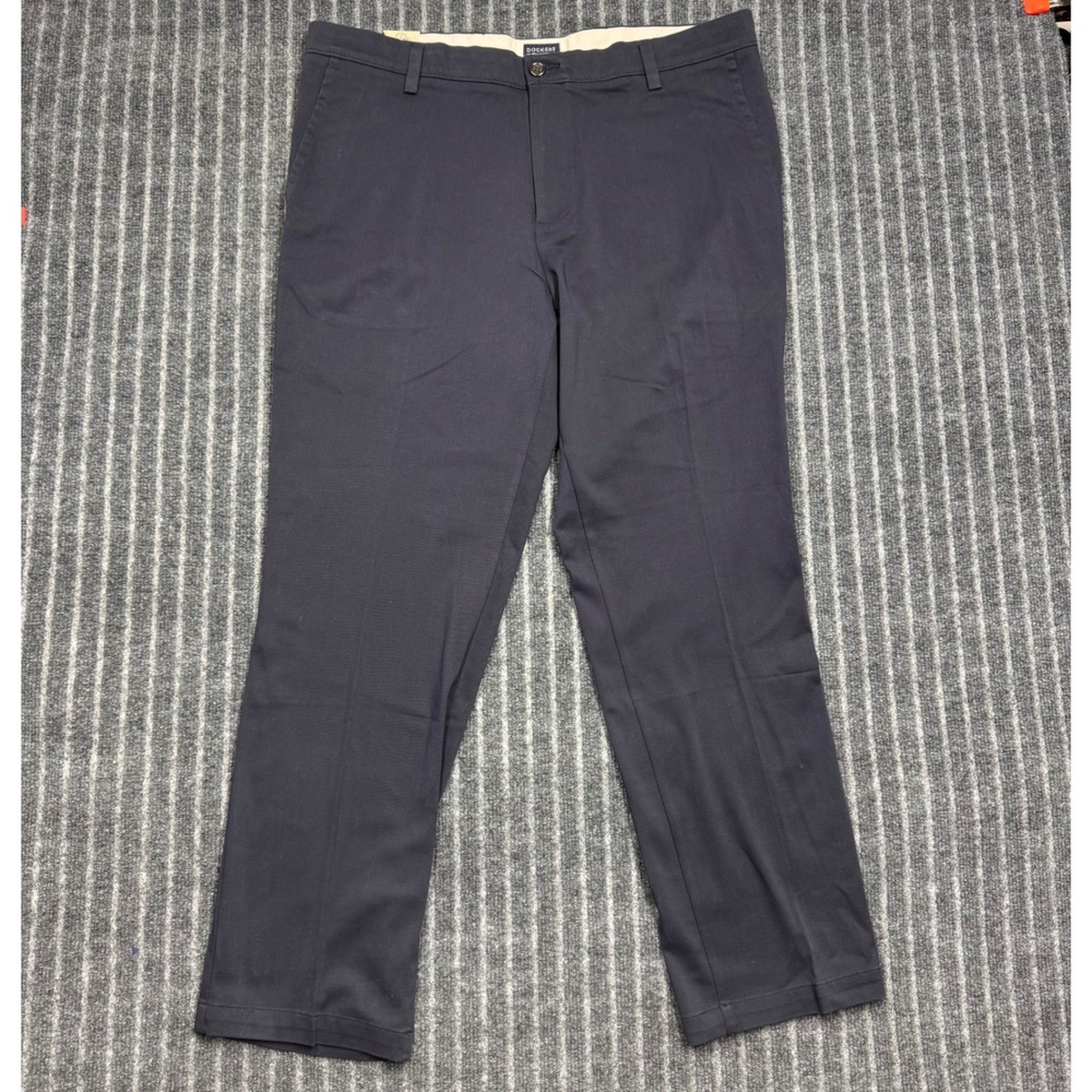 Dockers Mens Easy Khaki Straight Fit Pants 38x30 Navy Blue Stretch Wrinkle Free